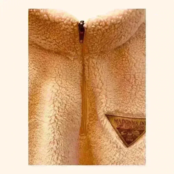 Madonna Inn Women's Vintage Pink Sherpa Quarter Zip Pullover Jacket M - Picture 3 of 11